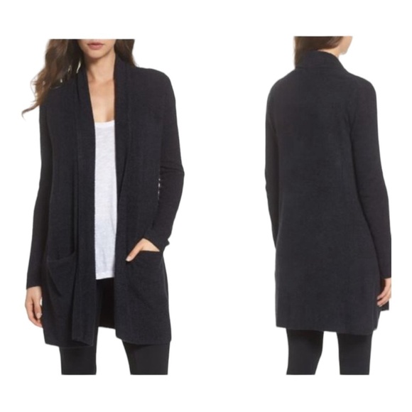 BAREFOOT DREAMS CozyChic Lite Long Cardigan Sweater Black 1X NEW Comfy - Picture 2 of 9